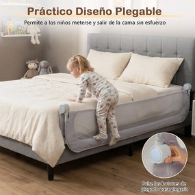 Conjunto 2 Barreiras segurança bebés dobrável para cama 178 / 198 x 36 x 60 cm com altura ajustável, capa removível em tecido Oxford, base em U e corr