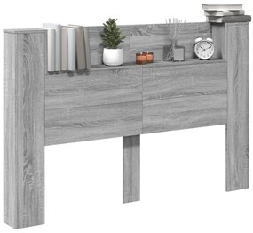 Armário de cabeceira c/ luzes LED 160x16,5x103,5cm cinza sonoma
