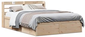 Estrutura cama c/ cabeceira 140x190 cm pinho maciço