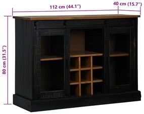 Aparador HALDEN 2 portas de correr 112x40x80 cm Madeira maciça