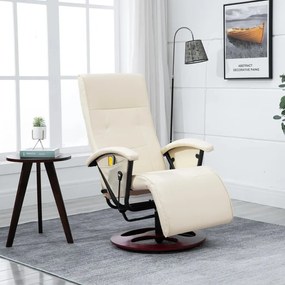 vidaXL Cadeira de massagens couro artificial branco nata