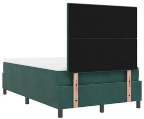 Cama Box com Colchão e LED Verde Escuro 120x190 cm Veludo