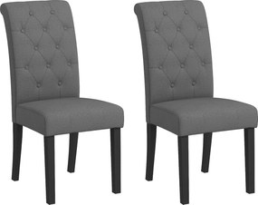 Conjunto de 2 cadeiras de sala de jantar de grande conforto com pés de madeira Lin 47 x 61 x 101 cm cinzento escuro