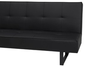 Sofá-cama de 3 lugares em pele sintética preta 189 cm DERBY Beliani