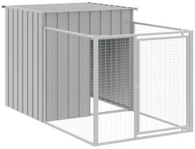 Casota cães c/ parque 110x609x110 cm aço galvaniz. cinza-claro