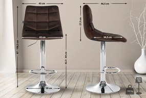Conjunto de 2 bancos de bar Jerry em veludo com estrutura cromada 87-108,5 x 43 x 46,5 cm Castanho