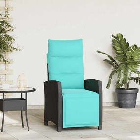 vidaXL Cadeira de jardim reclinável com mesa de apoio vime PE preto