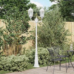 vidaXL Poste de Luz de Jardim com 2 Lâmpadas E27 Branco 235 cm Alumínio