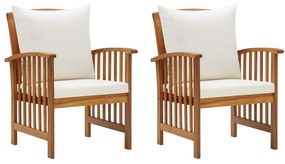 Cadeiras de jardim c/ almofadões 2 pcs madeira acácia