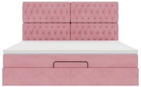 Estrutura de cama otomana com colchões 180x200 cm veludo rosa