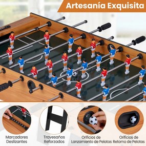Mesa de matraquilhos dobrável 121 x 60,5 x 81 cm em madeira com 22 jogadores para crianças, 2 marcadores e 2 bolas para 2 a 4 jogadores – Festas, famí