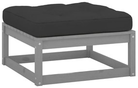 vidaXL Apoio de pés p/ jardim c/ almofadão pinho maciço cinzento