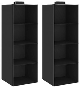 vidaXL Arrumação suspensa para armário 4 compartimentos 2 pcs tecido