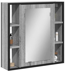 vidaXL Armário casa banho c/ espelho derivados madeira cinzento sonoma