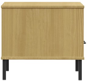 Mesa de cabeceira c/ pernas de metal OSLO pinho maciço castanho