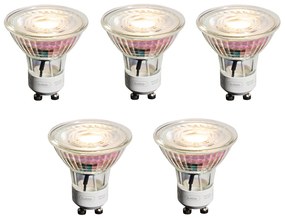 Conjunto de 5 lâmpadas LED GU10 50mm reguláveis transparente 4,9W 450 lm 2700K