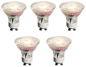 Conjunto de 5 Lâmpadas LED GU10 50mm Reguláveis Transparentes 4.9W 450 lm 2700K