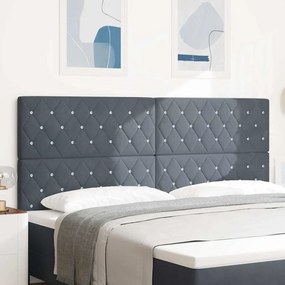 Cabeceira LED cinza escuro de 100 cm em veludo