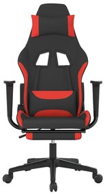Cadeira de gaming com apoio de pés tecido preto e vermelho
