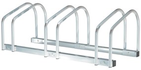 HOMCOM Estacionamento para 3 Bicicletas Suporte de Aço para Estacionar Bicicletas no Chão para Interior e Exterior 76x33x27cm Prata