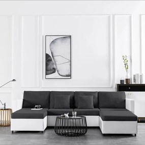 287215 vidaXL Sofá-cama em couro artificial 4 lugares branco
