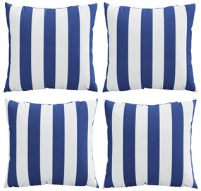 Almofadas decorativas 4pcs 50x50 cm tecido riscas azul/branco