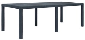 vidaXL Mesa de jardim 220x90x72cm plástico antracite c/ aspeto de vime