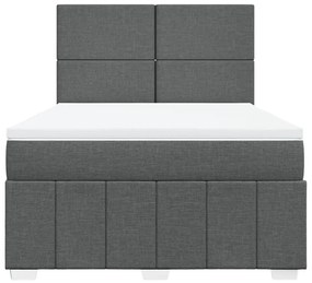 Cama com molas/colchão 140x190 cm tecido cinzento-escuro