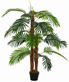 Outsunny Palmeira Artificial Planta Sintética de 120cm com Vaso 19 Fol