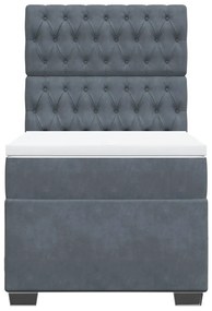 Cama com molas/colchão 80x200 cm veludo cinza-escuro
