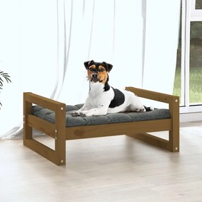 Cama p/ cães 55,5x45,5x28 cm madeira pinho maciça castanho mel