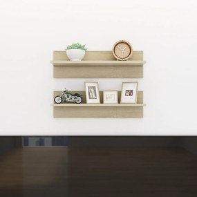 vidaXL Estantes de parede 2pcs 60x11,5x18 cm contrapl. carvalho sonoma