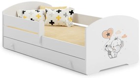Cama infantil branca elefante com gaveta LUK 160x80 - colchão e estrado incluído