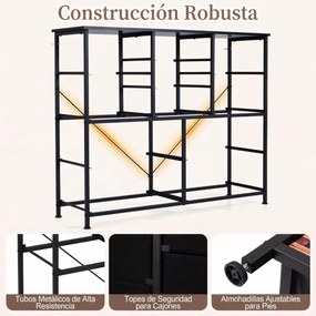 Cómoda de 11 gavetas com gavetas em tecido 100 x 30 x 82 cm, estrutura metálica, organizador para quarto Preto + Castanho