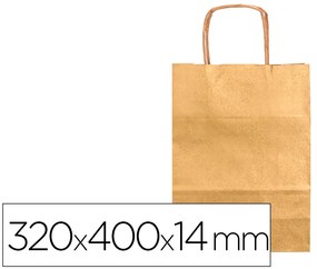 Saco de Papel Basika Kraft Ouro L com Asa Torcida 320x400x14 mm