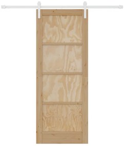 Porta Deslizante vidaXL com Conjunto de Hardware 78x202 cm Madeira Sól