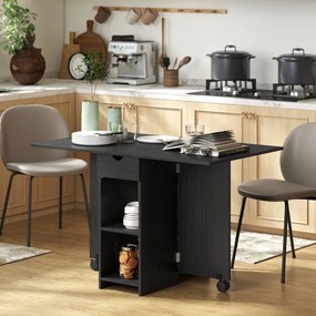 Mesa de Jantar Dobrável, 120 x 72 x 75 cm (CADEIRAS NÃO INCLUIDAS), com Arrumação Integrada, Preta