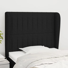 Cabeceira de cama c/ abas tecido 103x23x118/128 cm preto