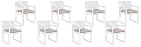 Conjunto de 8 almofadas para cadeiras de jardim taupe SASSARI Beliani