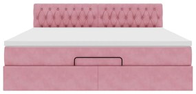 Estrutura de cama otomana com colchão 180x200 cm veludo rosa