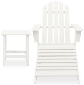 Cadeira de jardim Adirondack c/ otomano e mesa abeto branco