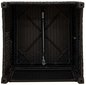 Cadeira de jardim reclinável com mesa de apoio vime PE preto