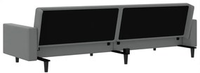 Sofá-cama de 2 lugares veludo cinzento-claro