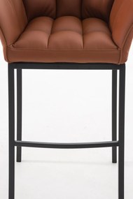 Banco de bar Damaso em couro sintético com estrutura preta 64 x 110 x 48 cm Castanho claro