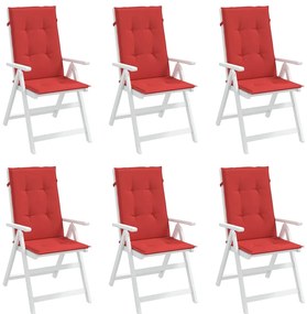 Almofadões para cadeiras altas de jardim 6 pcs tecido vermelho