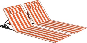 Outsunny Conjunto 2 Espreguiçadeiras Dobráveis Portáteis, Praia, Encosto Regulável, Laranja. | Aosom Portugal