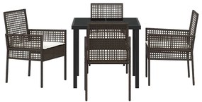 Conjunto de Jantar de Jardim 5 Peças com Almofadas Castanho Rattan Sin