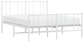 Estrutura de cama com cabeceira e pés 140x190 cm metal branco