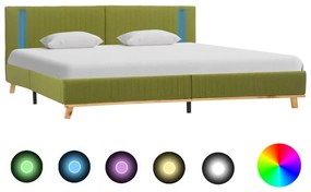 vidaXL Estrutura de cama com LED em tecido 160x200 cm verde