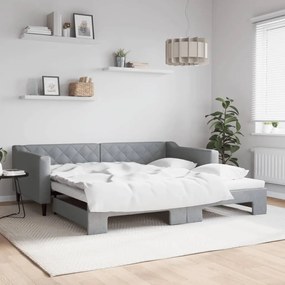 vidaXL Sofá-cama com gavetão 100x200 cm tecido cinzento-claro